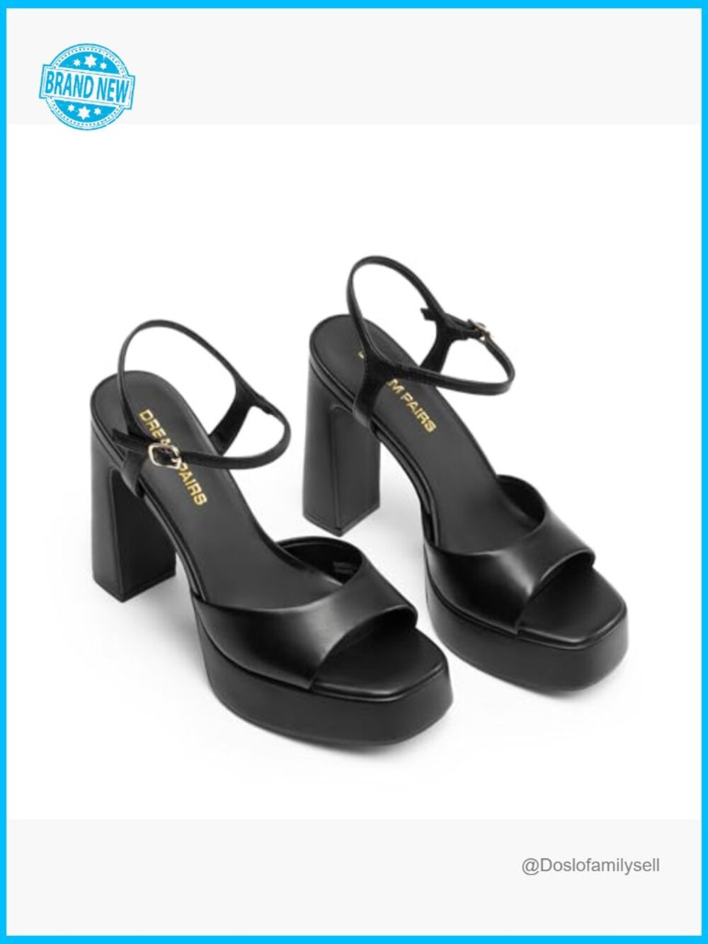 Square Toe Platform Heels Ankle Strap Sandals Y2K Chunky Wedding Formal - Picture 5 of 7